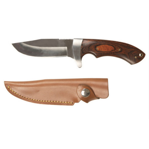 Hunting knife with wooden handle