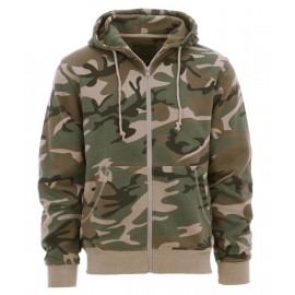 Hoodie med lynlås Woodland camouflage